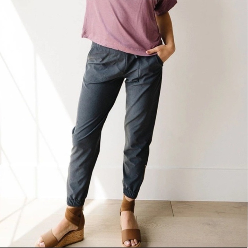 Albion Fit Jetsetter Joggers Womens XS Tall Charcoal Gray Ankle Zip Pants Lounge